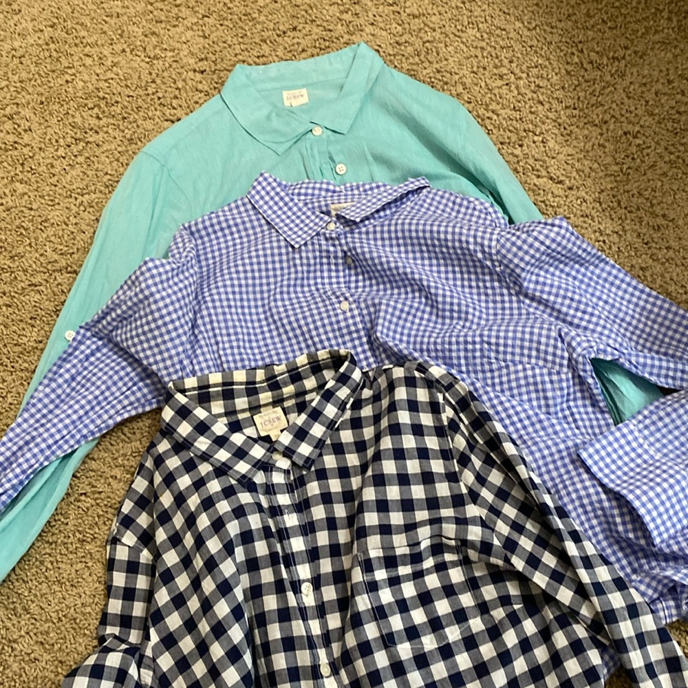 J. Crew Women's Button Down Shirts - Blue, Light Blue, Teal